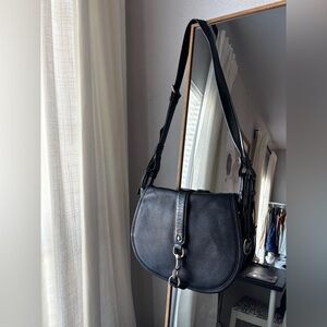 Michael Kors large Jamie Saddle Bag in black pebble grain leather